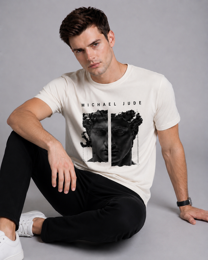 Michael Jude Mind Over Matter Graphic T-Shirt – White | Premium Cotton Regular Fit