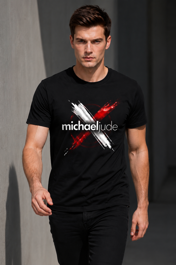 Michael Jude Crossstroke Graphic T-Shirt – Black | Premium Cotton Regular Fit