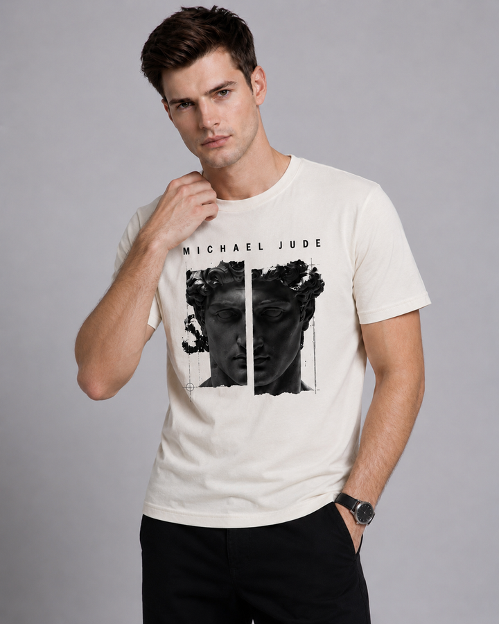 Michael Jude Mind Over Matter Graphic T-Shirt – White | Premium Cotton Regular Fit