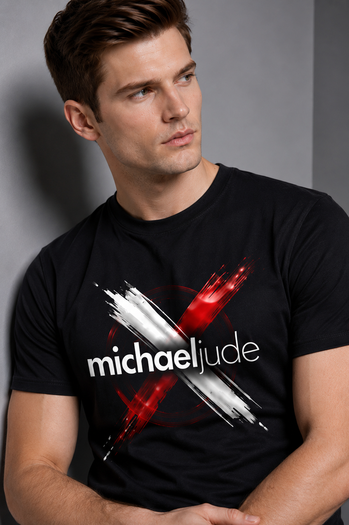 Michael Jude Crossstroke Graphic T-Shirt – Black | Premium Cotton Regular Fit