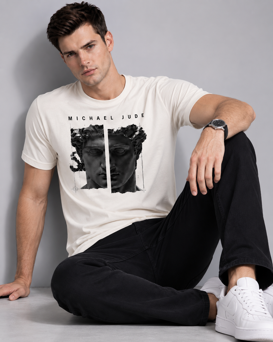 Michael Jude Mind Over Matter Graphic T-Shirt – White | Premium Cotton Regular Fit