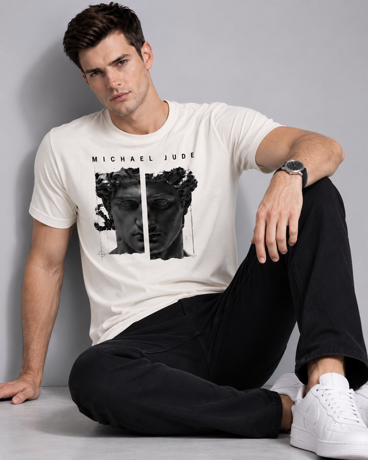 Michael Jude Mind Over Matter Graphic T-Shirt – White | Premium Cotton Regular Fit