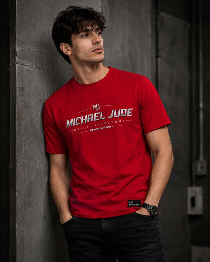 Michael Jude Built Different Premium Red Crew Neck T-Shirt for Men