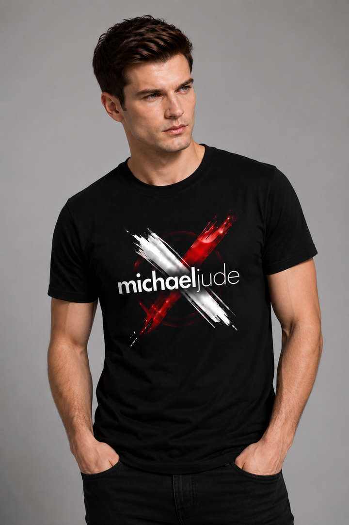 Michael Jude Crossstroke Graphic T-Shirt – Black | Premium Cotton Regular Fit