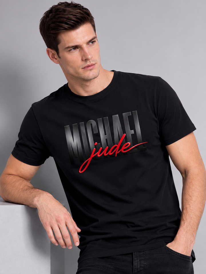 Michael Jude Shadow Silicon HD Signature T-Shirt – Black | Premium Cotton Regular Fit