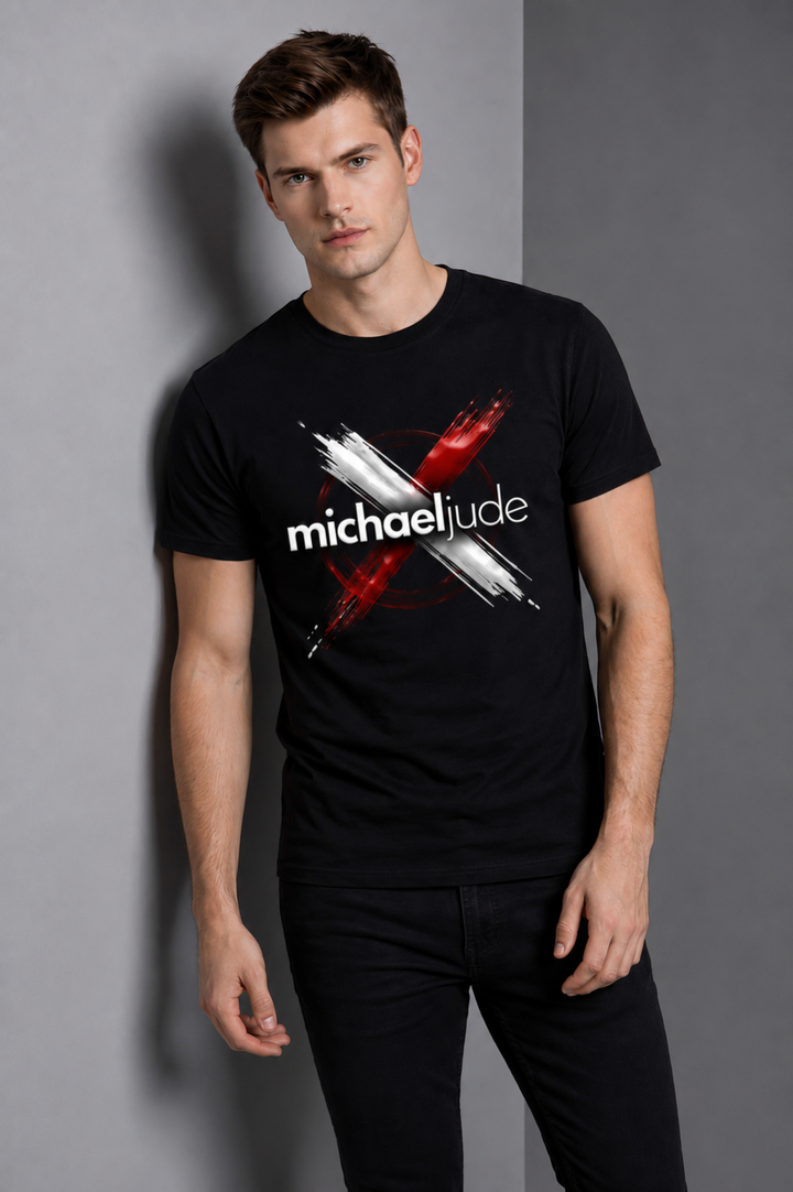 Michael Jude Crossstroke Graphic T-Shirt – Black | Premium Cotton Regular Fit