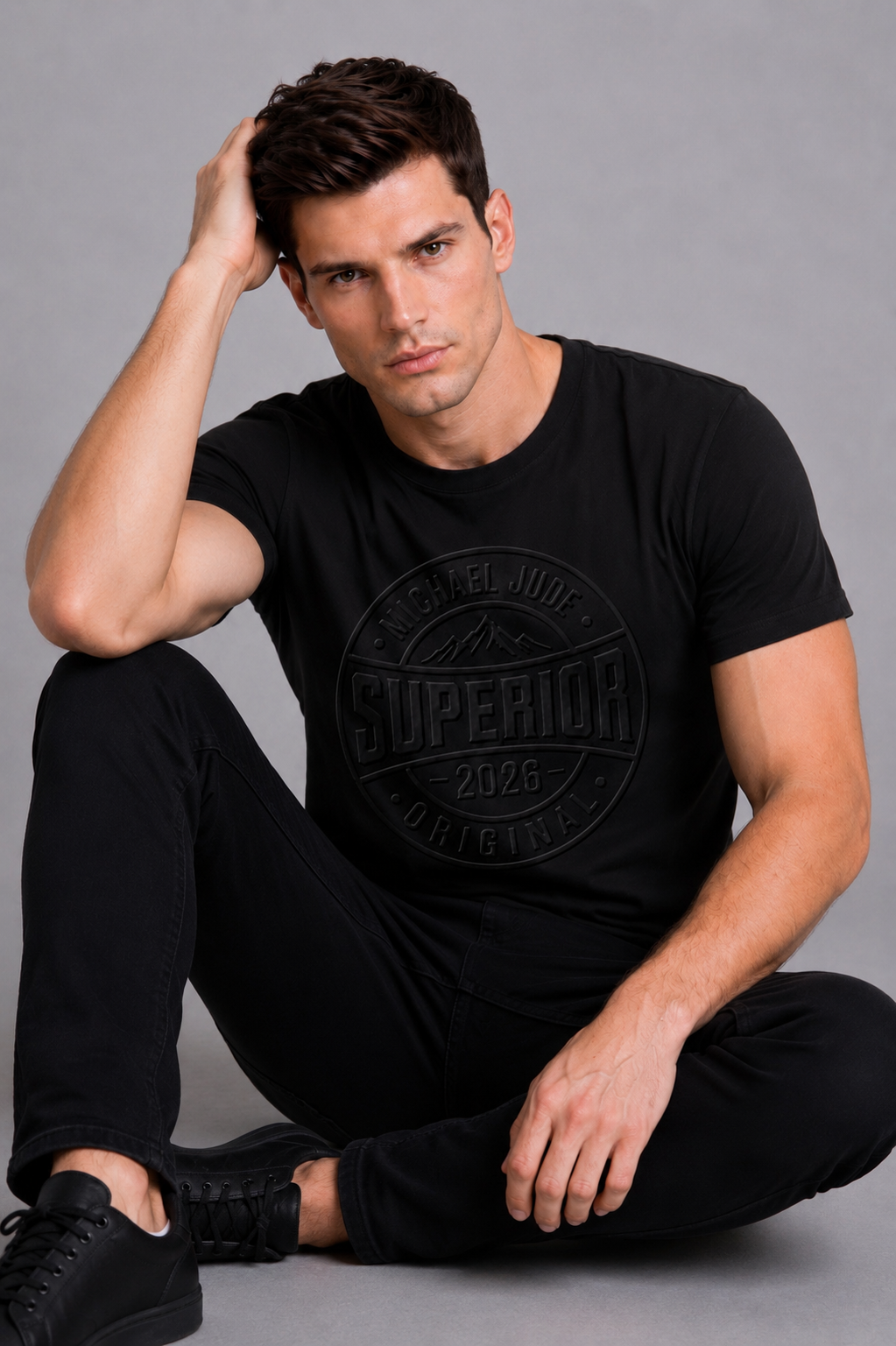 Michael Jude Superior Original Puff Print T-Shirt – Black | Premium Cotton Regular Fit