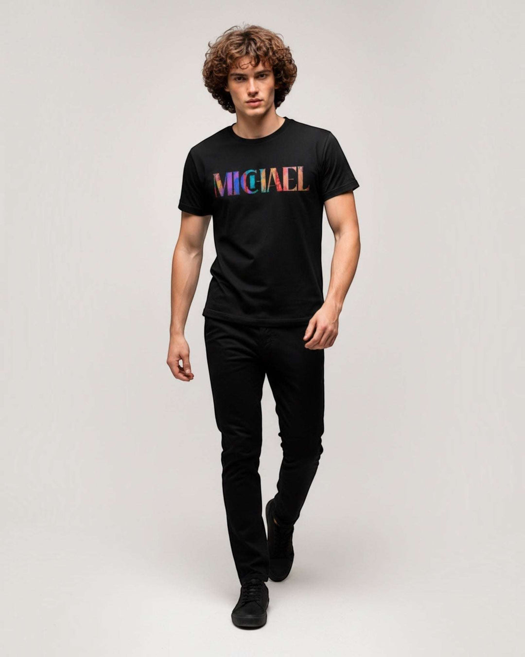 Michael Jude Premium Graphic Cotton T-Shirt – Black, multi gradient design