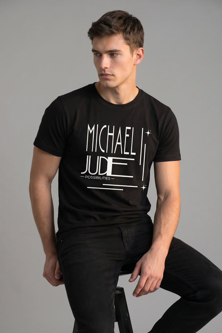 Michael Jude Possibilities Typography T-Shirt – Black | Premium Cotton Regular Fit