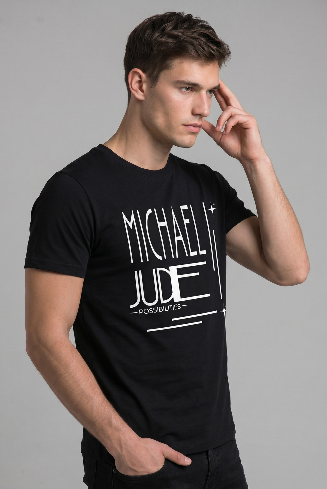 Michael Jude Possibilities Typography T-Shirt – Black | Premium Cotton Regular Fit