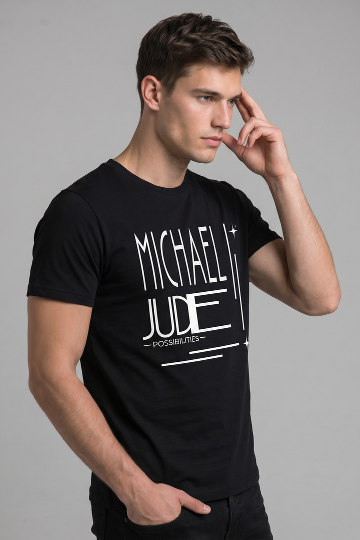 Michael Jude Possibilities Typography T-Shirt – Black | Premium Cotton Regular Fit