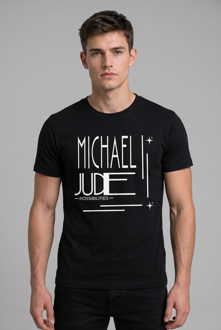 Michael Jude Possibilities Typography T-Shirt – Black | Premium Cotton Regular Fit