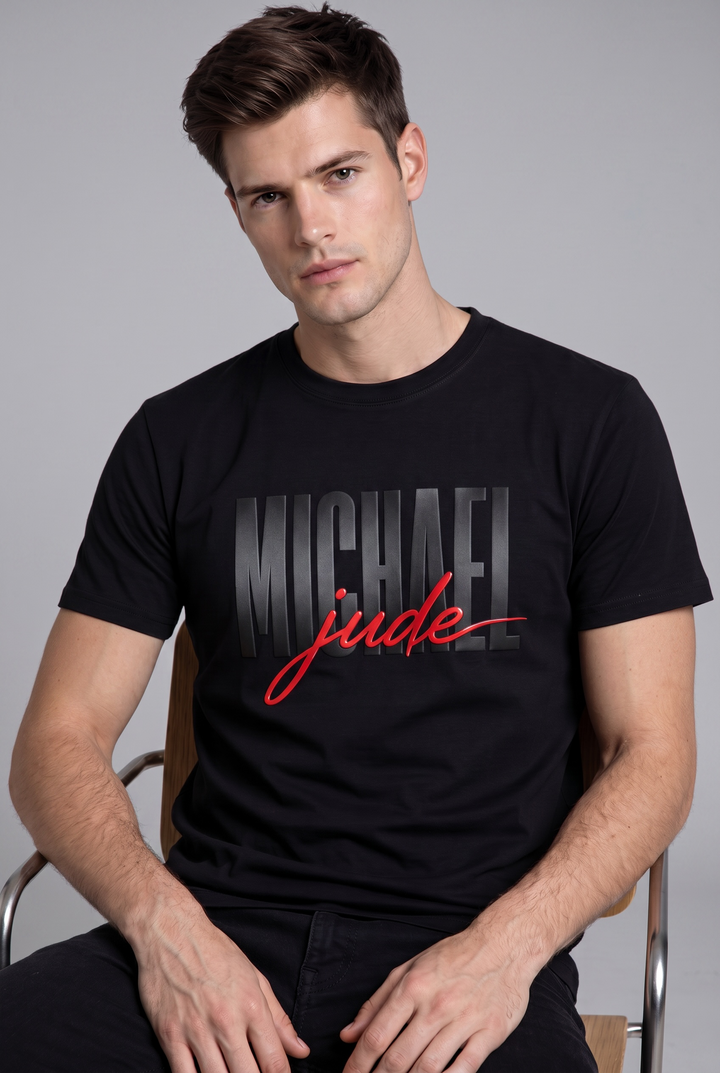 Michael Jude Shadow Silicon HD Signature T-Shirt – Black | Premium Cotton Regular Fit