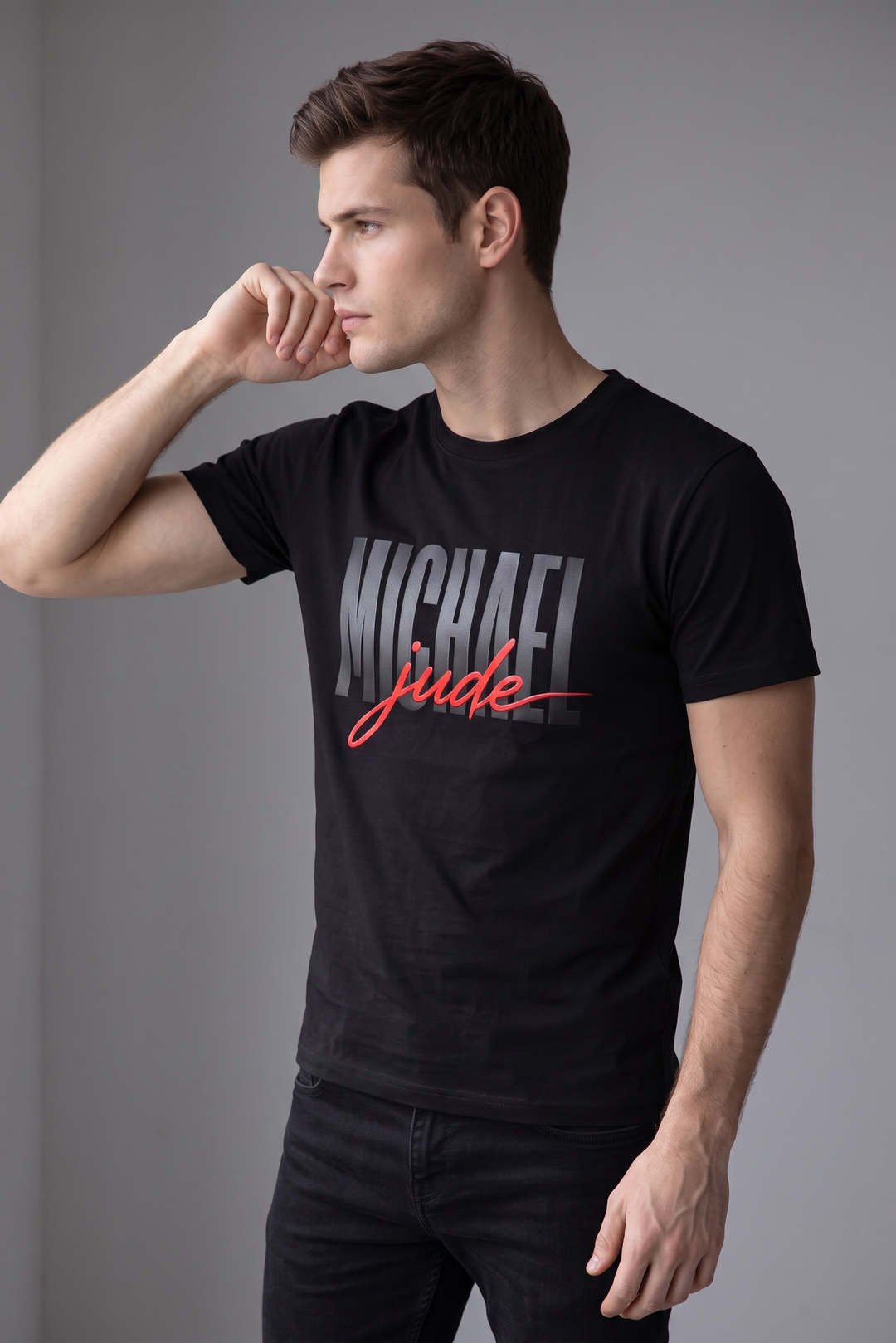Michael Jude Shadow Silicon HD Signature T-Shirt – Black | Premium Cotton Regular Fit