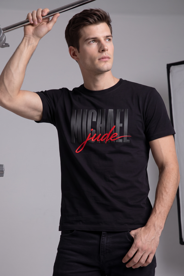 Michael Jude Shadow Silicon HD Signature T-Shirt – Black | Premium Cotton Regular Fit