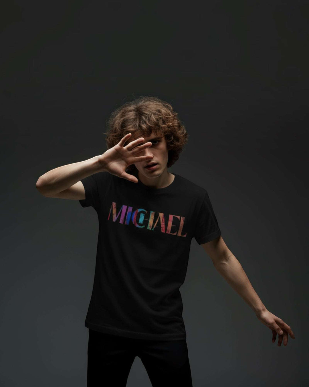 Michael Jude Premium Graphic Cotton T-Shirt – Black, multi gradient design